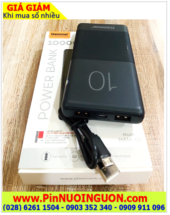 HAMMER HAM-05, Sạc dự phòng HAMMER HAM-05 Powerbank 10 000mAh chính hãng (Bảo hành 01 năm)|HÀNG CÓ SẲN